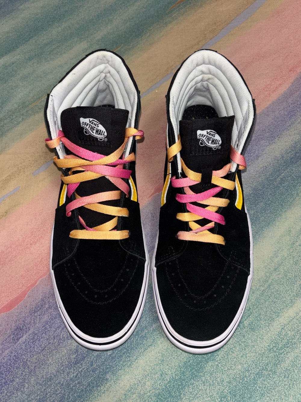 Vans ComfyCush SK8-Hi Black Suede Colorful Laces - JUNIORS 7 / women’s 8.5 - Picture 5 of 10
